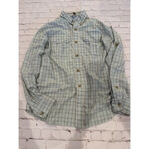 Men's Duluth Trading Company Nylon Blend Vented Shirt Green Plaid M